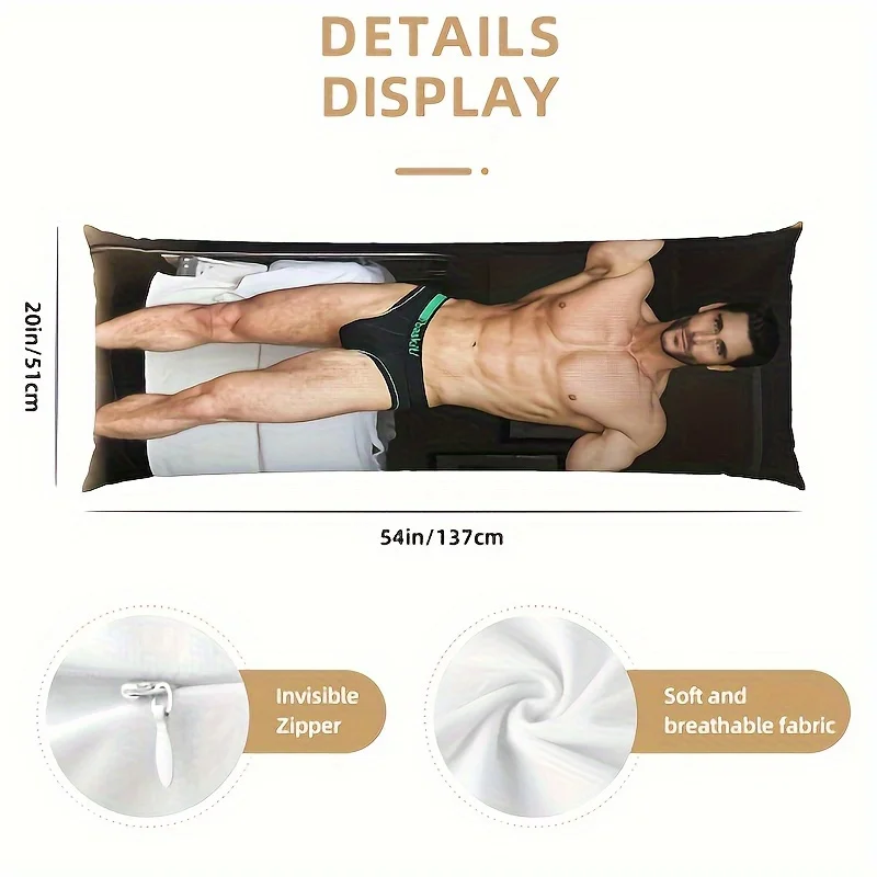 A customized photo body pillow, 50.8x137.16cm, personalized rectangular cushion, three sizes, including pillow core, double-side