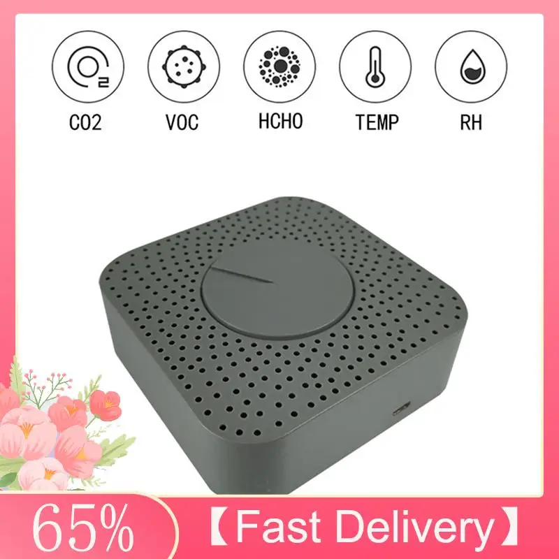 A61Z Deals Wifi Air Quality Monitor 5-In-1 Air HCHO/CO2/VOC/Temperature/Humidity Detector Remote Control Alarm Function, Fine Wo
