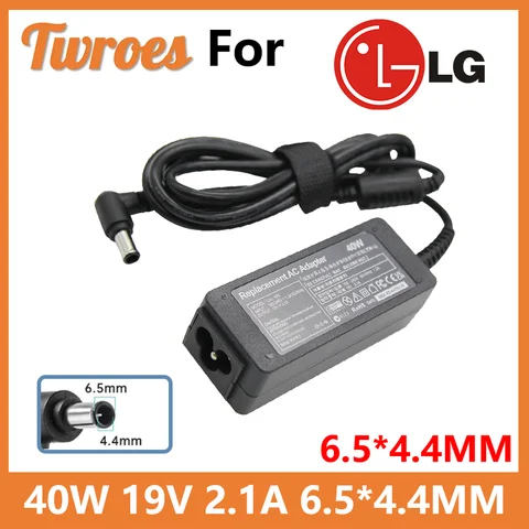 LG 모니터용 AC 어댑터, LG 충전기, LED LCD HD TV LCAP26B-E AP16B-A ADS-45FSN-19, 19V, 2.1A, 6.5x4.4, 23