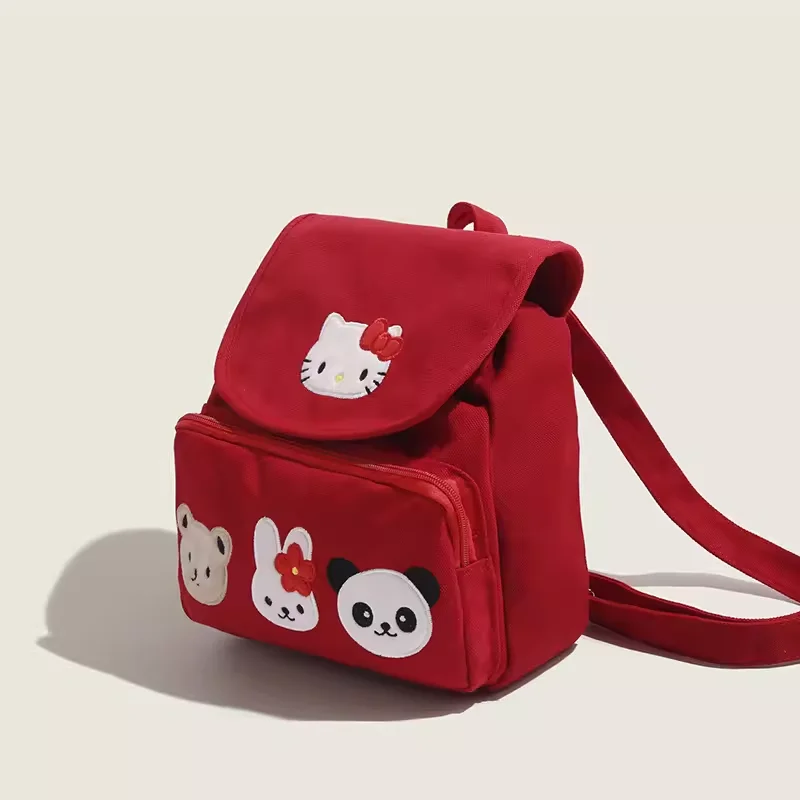 New Miniso Hello Kitty Backpack Cute Student Canvas Printed Backpack Cartoon Lightweight Anime Panda Dopamine Backpack