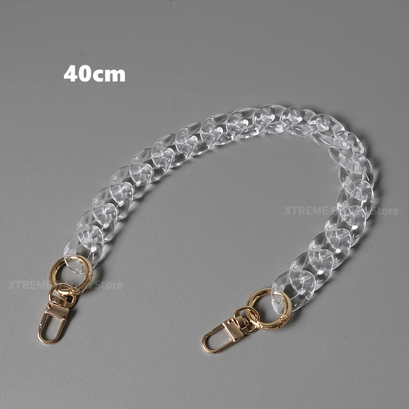 40cm Large Flat Chain Strap Acrylic Clear Chain Luxury Handbag Strap Replacement Purse Clutches Handles for Handbags DIY Crafts