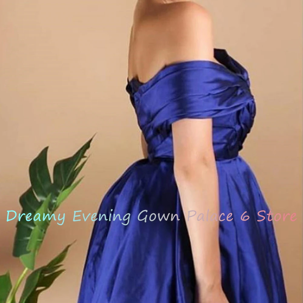 Customized Exquisite Satin A-Line Off the Shoulder Evening Dress High Quality Floor Length Strapless vestidos para mujer