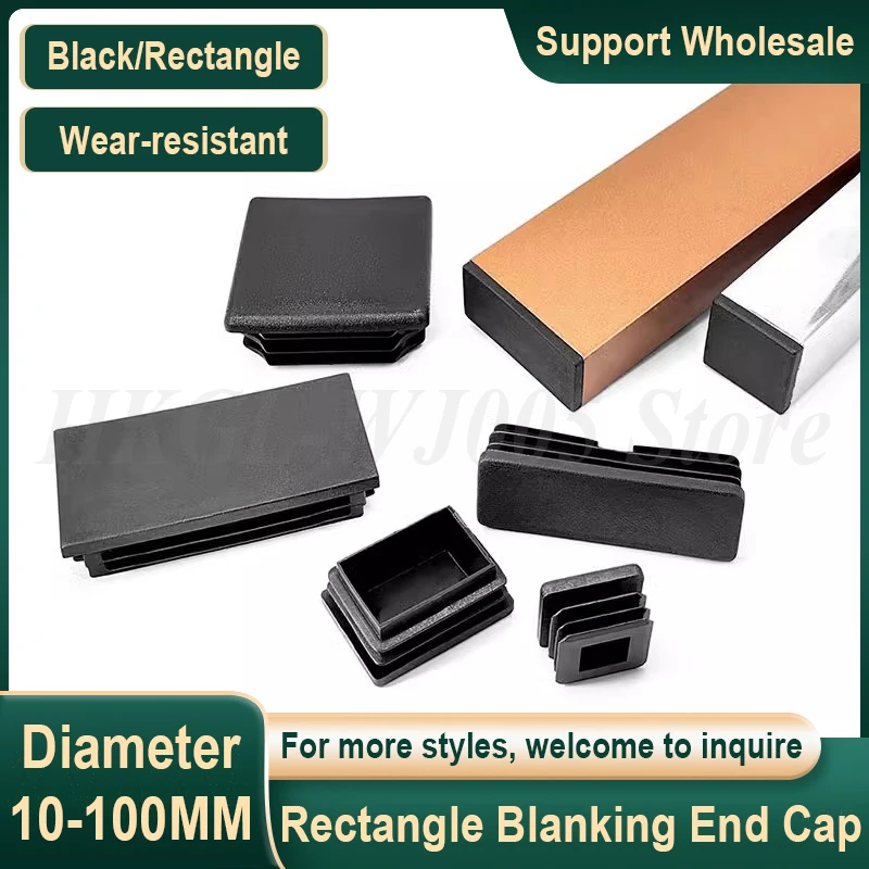 Black Rectangle Plastic Blanking End Cap Tube Pipe Inserts Plug Bung Insert Stopper Chair Table Feet Cap Anti Slip