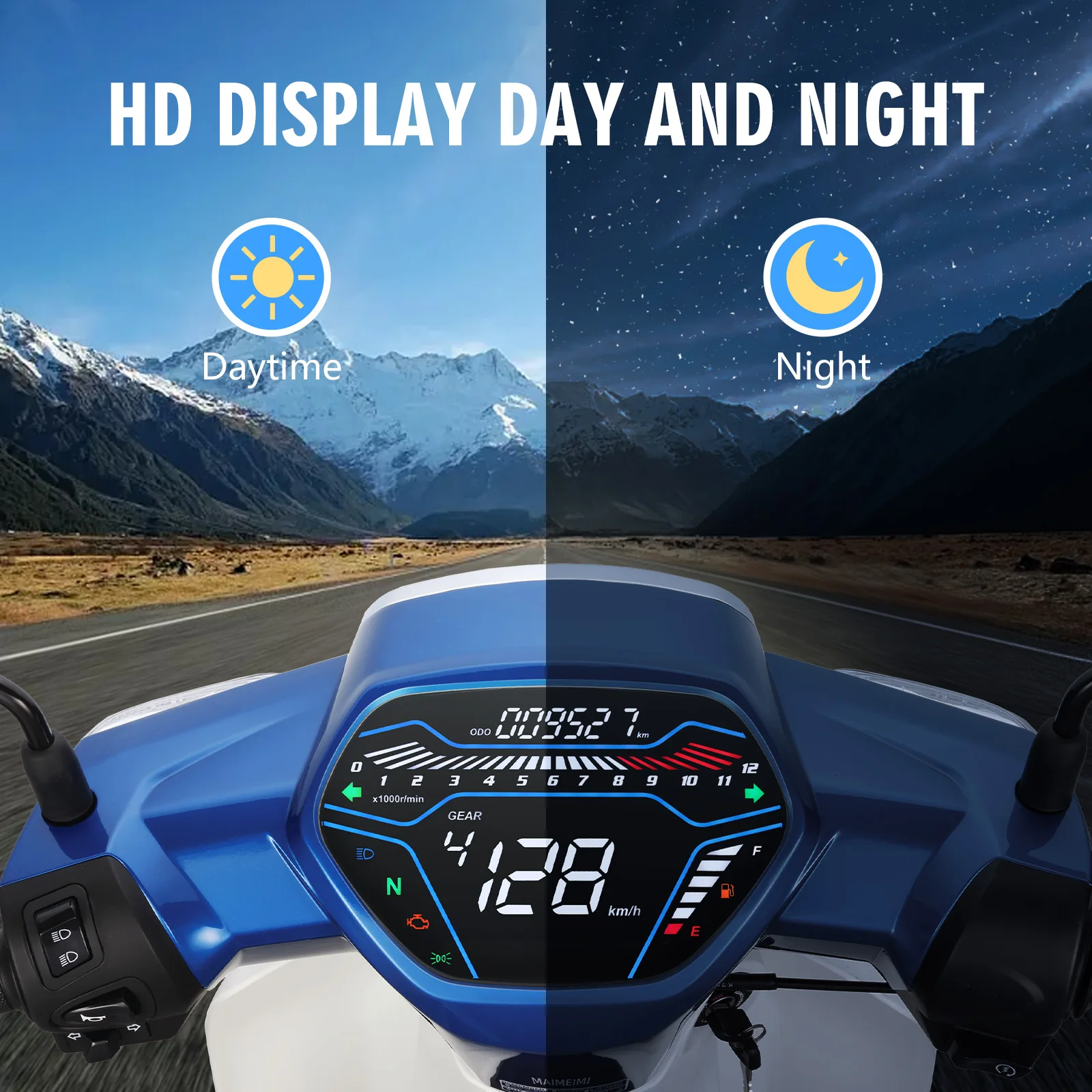 Universal  Motorcycle Meter Speedometer Digital Odometer Multi-function LED Moto Speedometer Dashboad for Brazil Titan CG125
