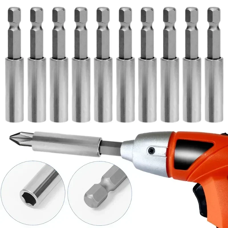 20/1 pçs extensão de chave de fenda magnética alça hexagonal estendida aço carbono biela chave de fenda bit titular ferramentas elétricas