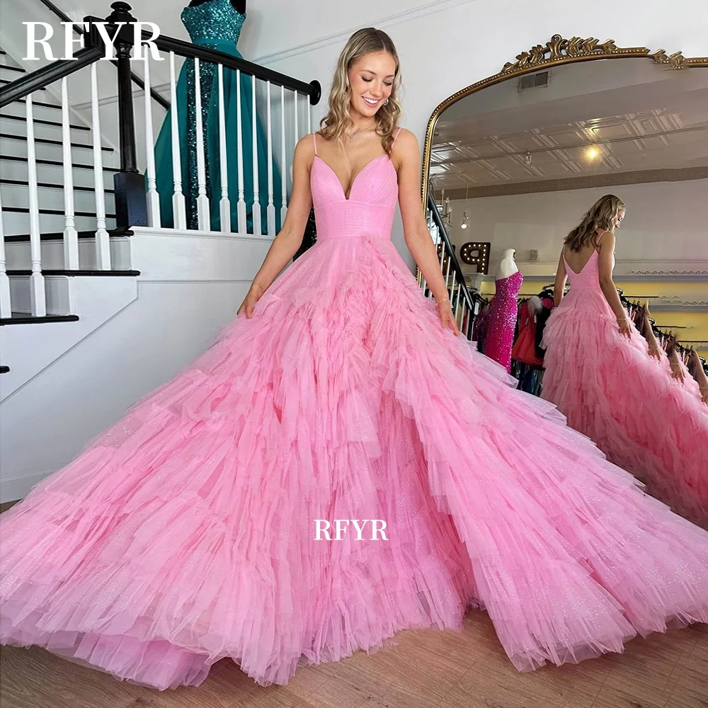 

RFYR Puffy Prom Dress A Line Evening Gowns Multilayers Princess Ball Gowns Gala فساتين مناسبة رسمية Customized