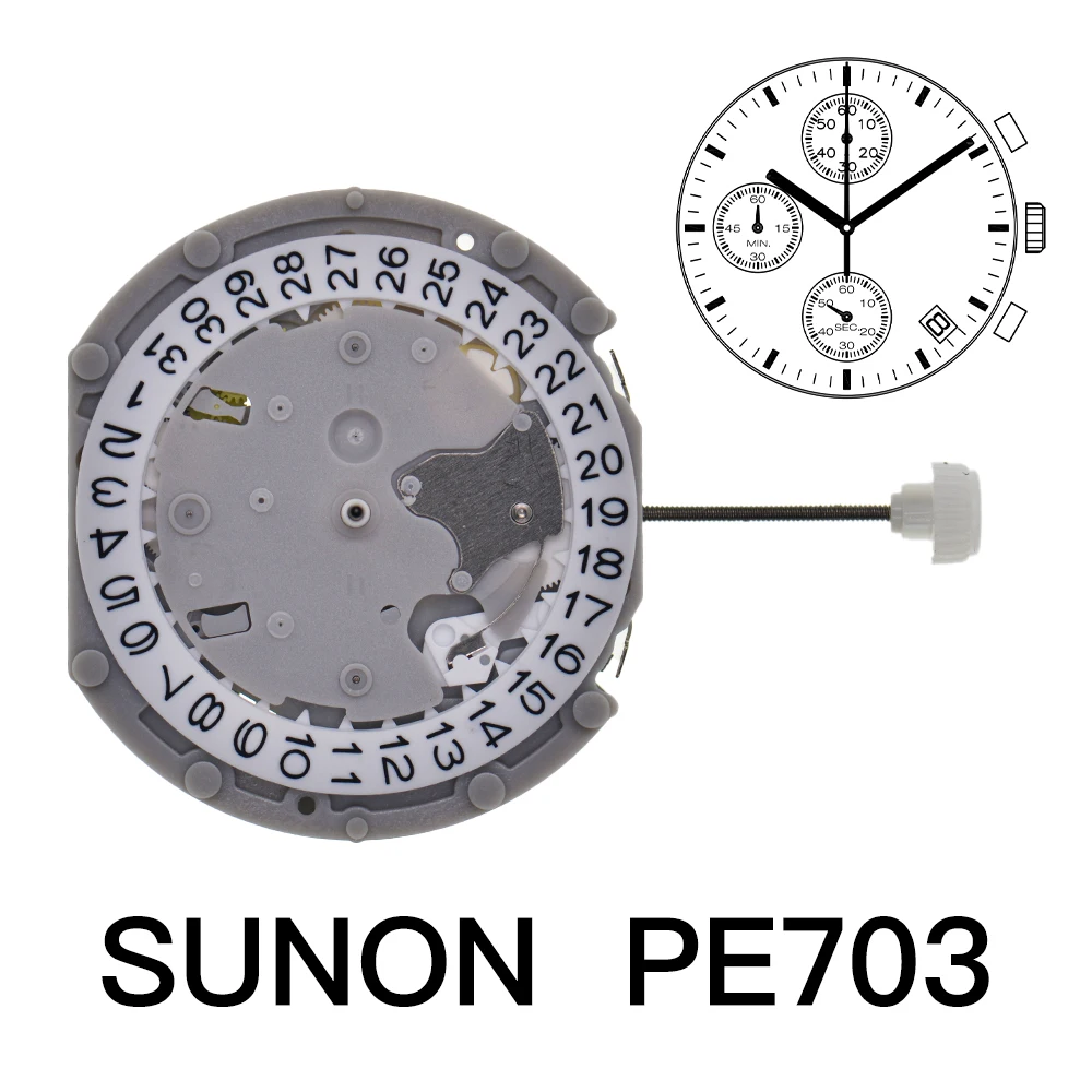 SUNONPE70 Movement Quartz Watch Movement PE703 Date At 4:30 Overall Height 6.8mm