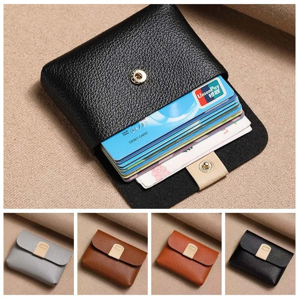 Solid Color Short Coin Purse Large Capacity Korean Style Small Leather Wallet Storage Bag Earphone Bag ID Credit Card Holder