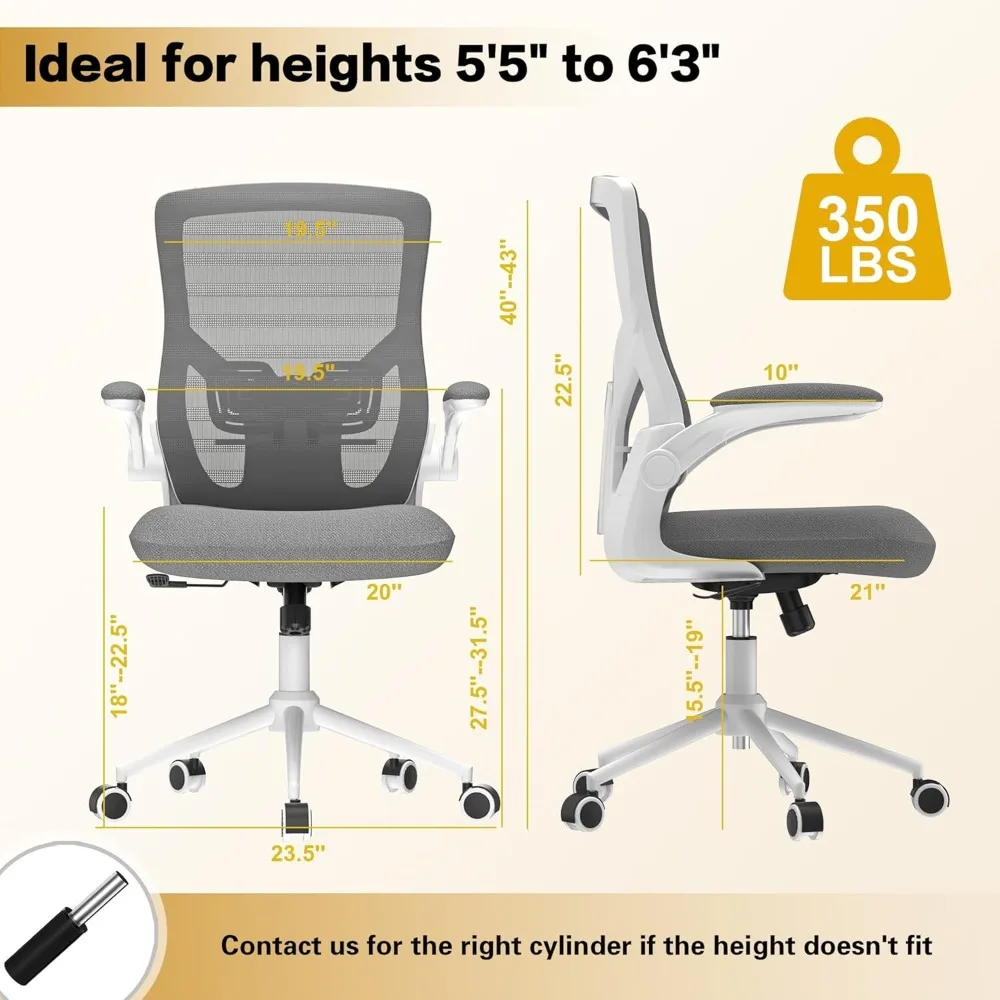 Комфортное эргономичное офисное кресло для облегчения боли в спине — прочная пенопластовая амортизация и регулируемая поясничная поддержка