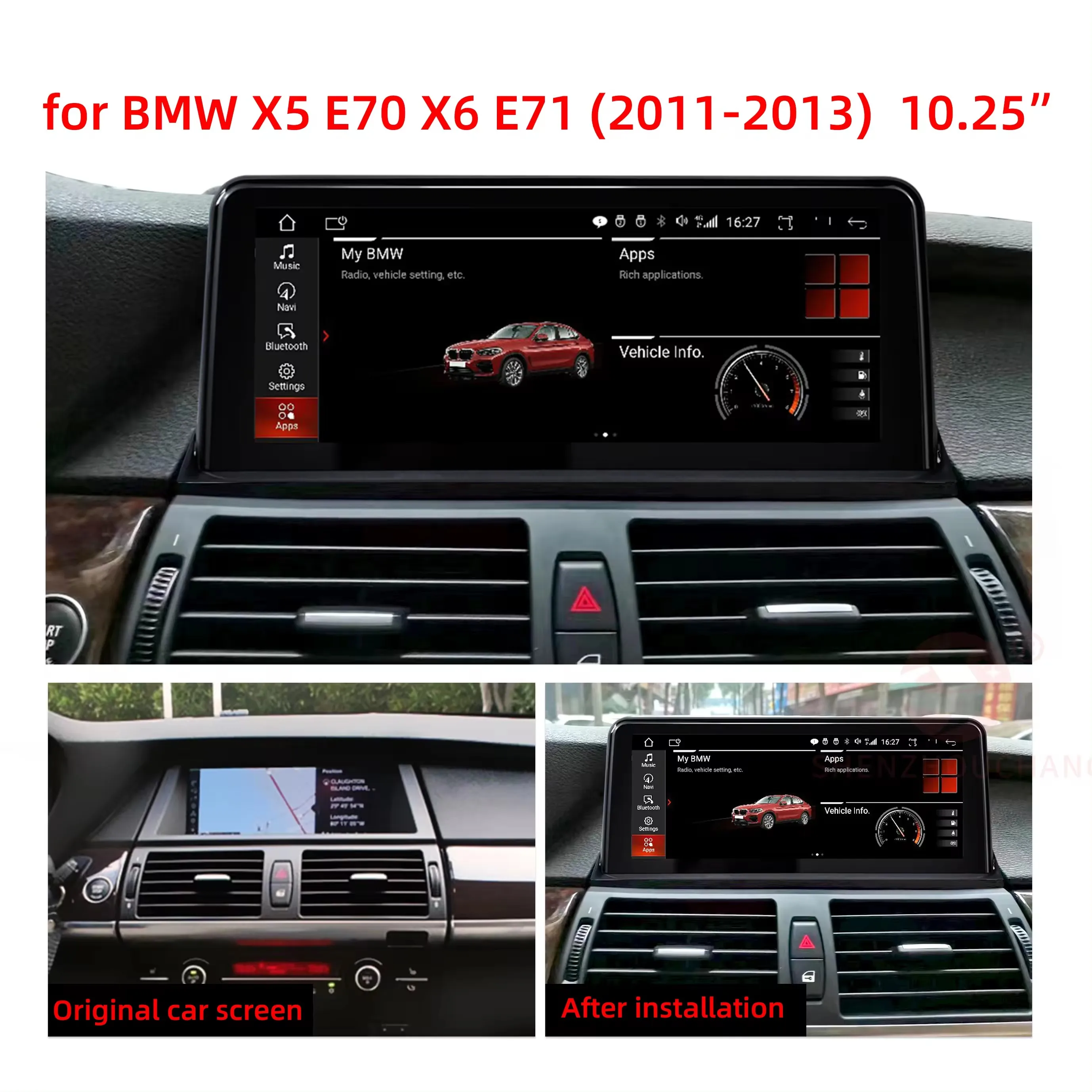 

10.25inch Android 13 car dvd player for BMW X5 E70 X6 E71 (2011-2013) CIC system autoradio gps navigation car multimedia system