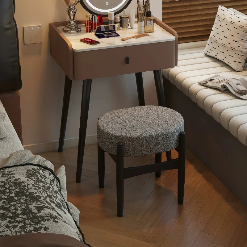French Solid Wood Vanity Stool Luxury Package Small-sized Vanity Stool Apartments Home Furniture Taburete De Maquillage ZY40HZD