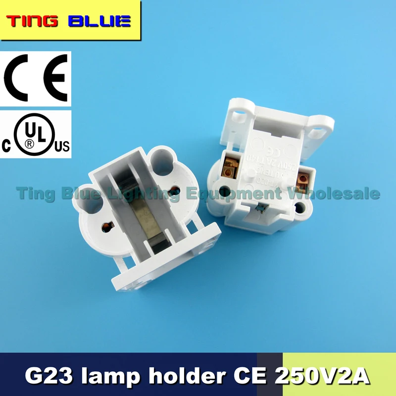 (2pcs)G23 lamp head LED energy-saving lamp 2U tube lamp holder grille lamp ceiling lamp flat lamp two-pin socket 250V 2A