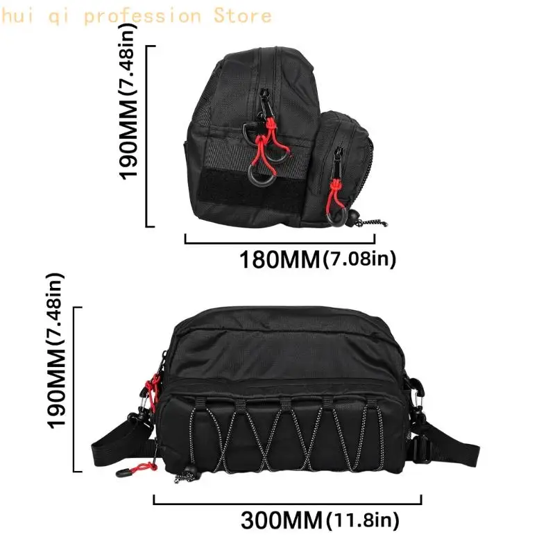 Motorrad-Fronttasche mit zwei Hauptfächern und Tragegurt H8WE – Detail 6
