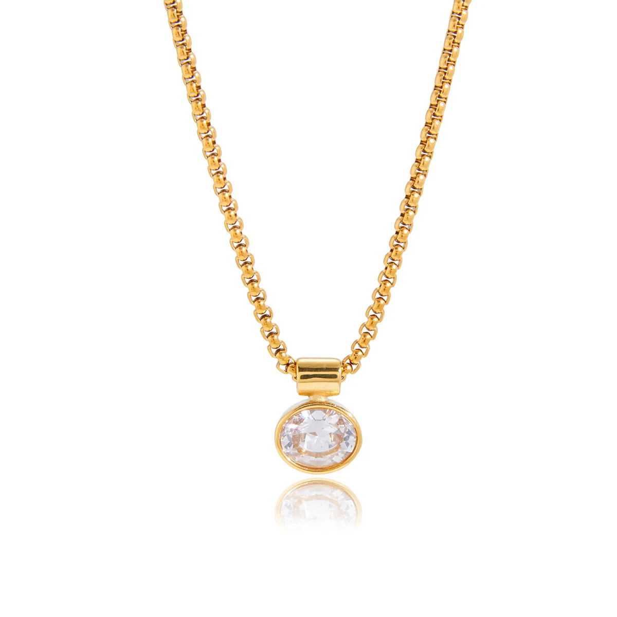 New  Delicate Zircon Pendant Necklace For Women Minimalist 18K Gold PVD Plated Stainless Steel Necklace Fashion Jewelry Gift