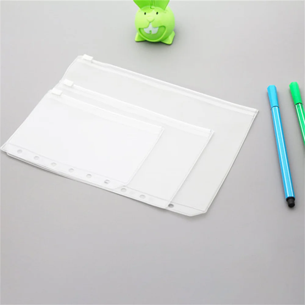 Transparent Files Reports Binder Waterproof Notebook Binder Durable Loose-leaf Ring Design Binder Pockets File Storage Bag