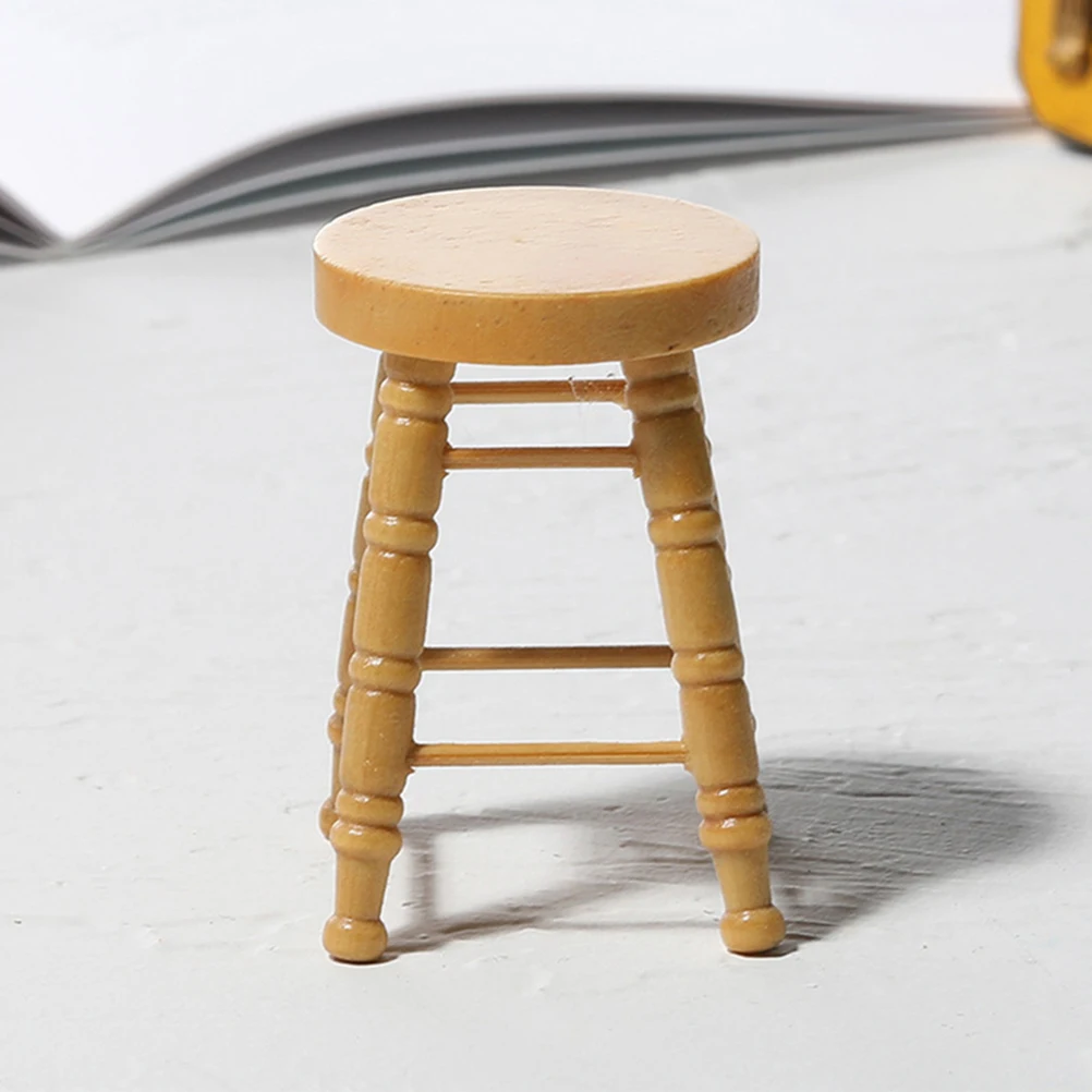 Houten hoge poppenhuis decor ronde meubels prop micro scènes natuurlijke log afwerking miniatuur ornament ambachten log krukken mini rond