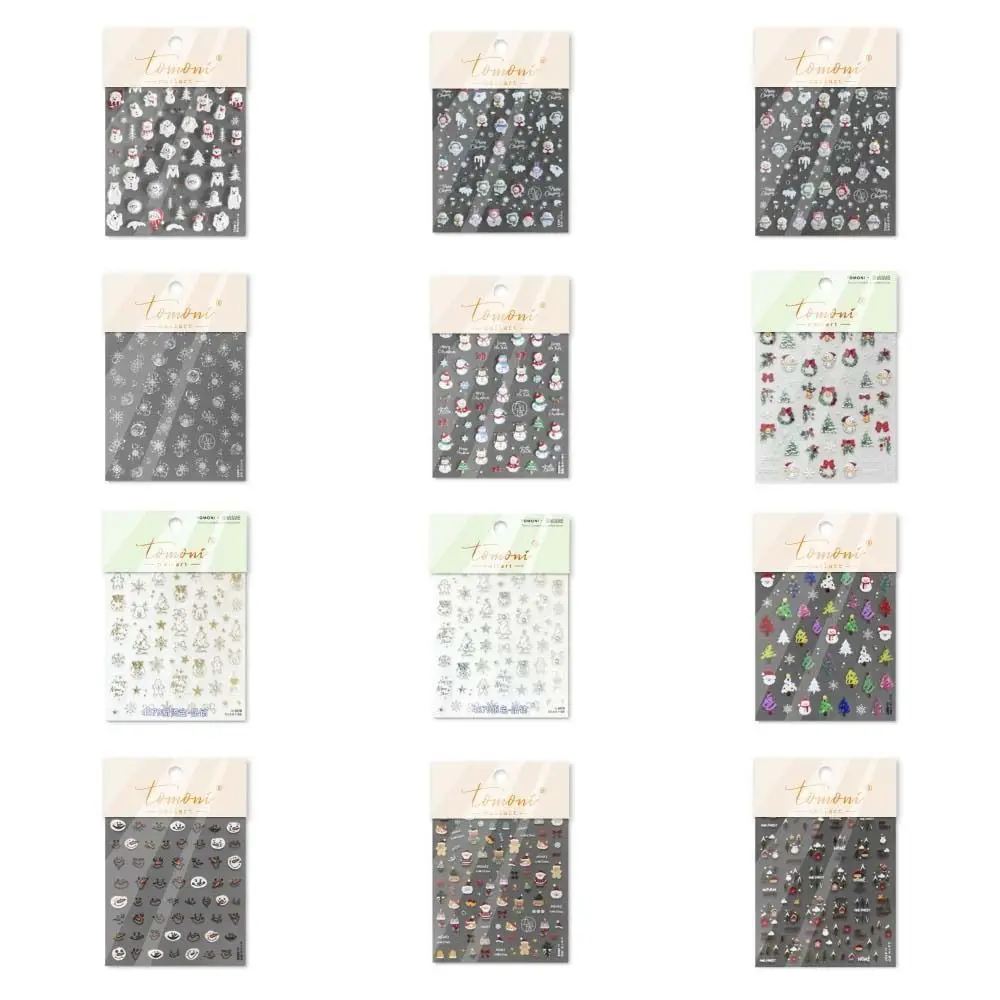 Accessori per unghie Adesivo per unghie natalizio 5D Conchiglia di diamante Luce Decalcomania per unghie natalizia Capodanno Decorazione per unghie natalizia di Babbo Natale