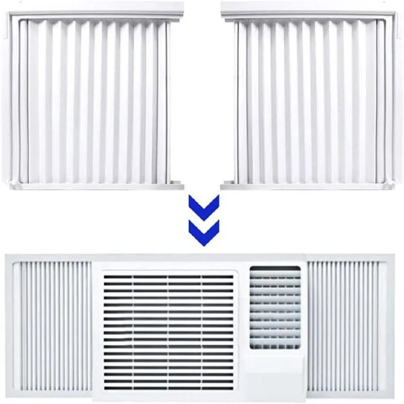 Window Air Conditioner Side Panels with Frame, Room AC Accordion Filler Curtain Kit Replacement Adjustable with Frame