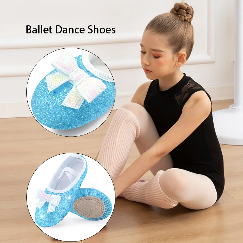 สาวหนังเงารองเท้าบัลเล่ต์แยก Sole No-Tie เต้นรําโยคะรองเท้าแตะสําหรับสาวเด็กวัยหัดเดินผู้หญิงบัลเล่ต์เต้นรํา