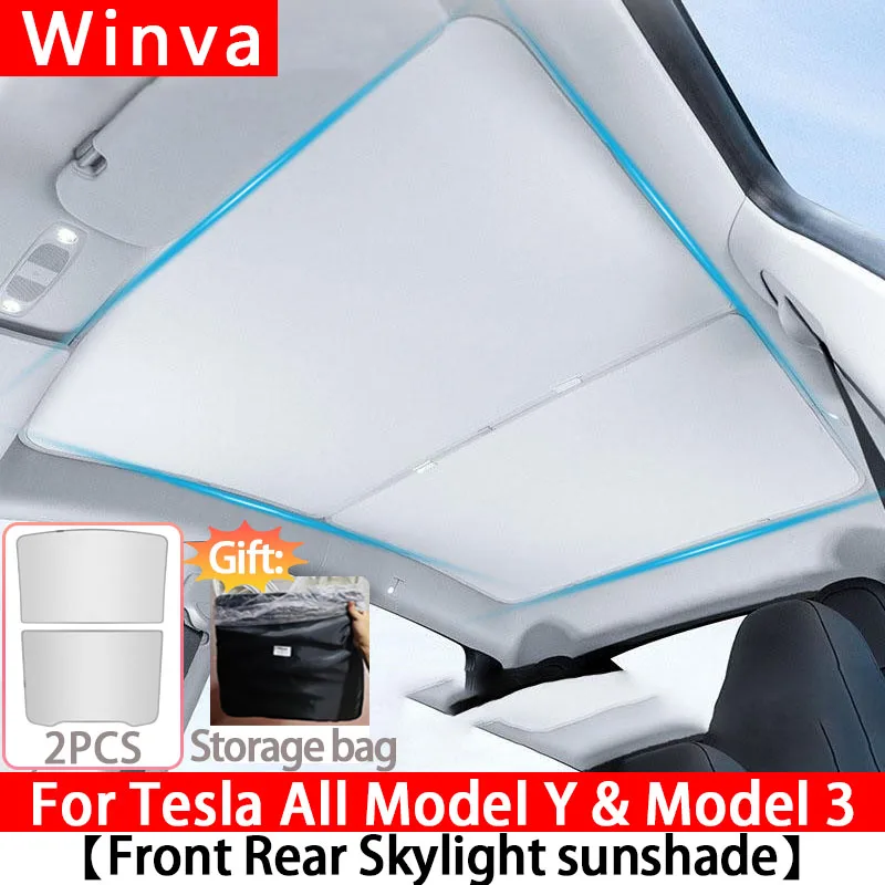 

For New Tesla Model Y Juniper&Model 3 Highland 2019-2025 Sunroof Ice Cloth Buckle Sun Shades Glass Roof Front Rear Skylight
