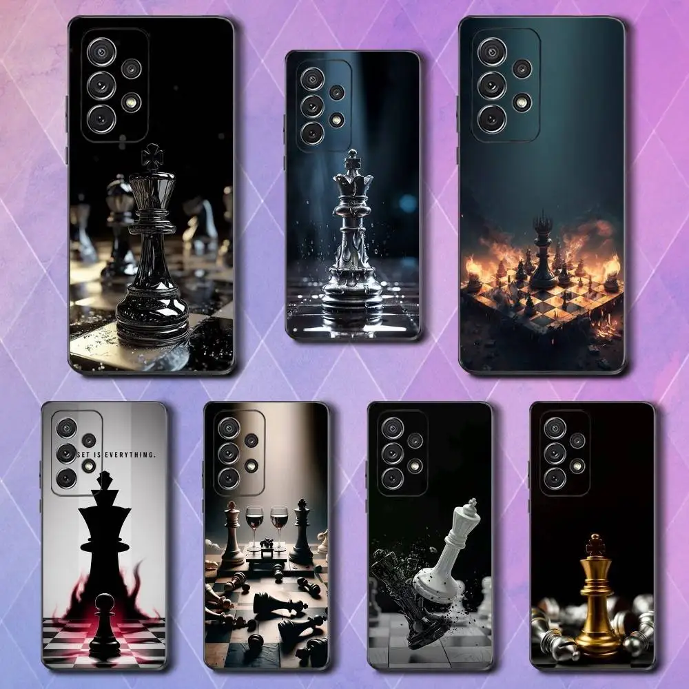 

Chess Board Art Pieces Phone Case For Samsung S25,S24,S23,S22,S21,S20,S10,Ultra,Plus,Lite,FE,Soft Silicone Black Cover