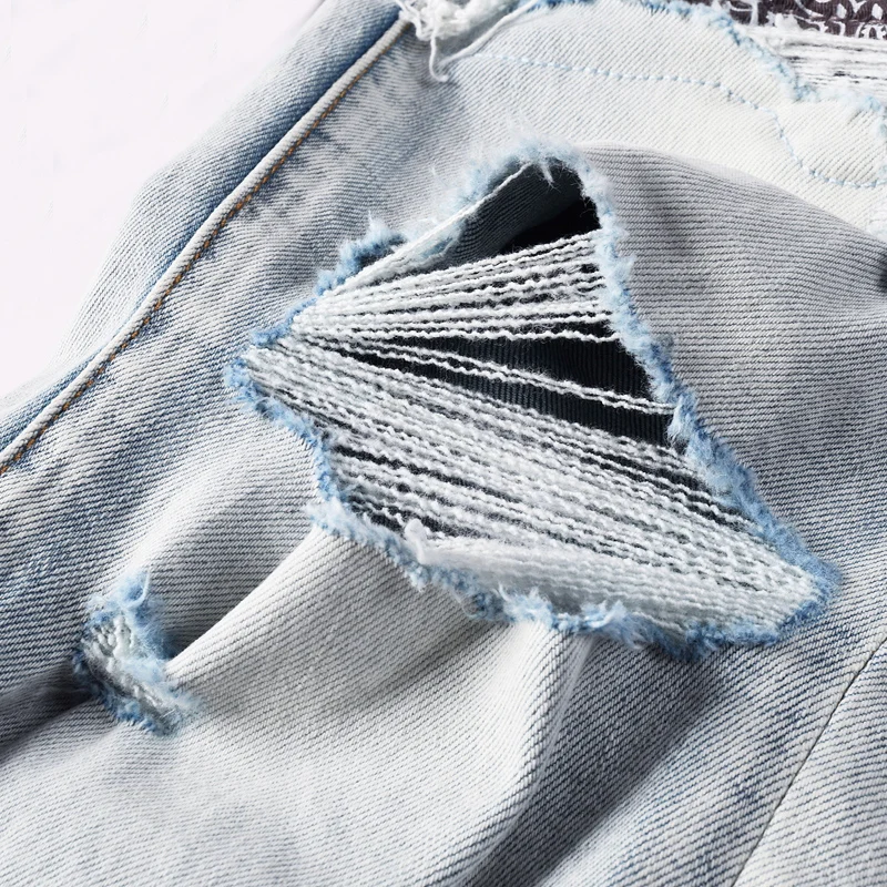 

Новые джинсы Hombrefashion: винтажные, стрейч, зауженный крой, светло-голубые, в стиле хип-хоп, модные брюки для мужчин