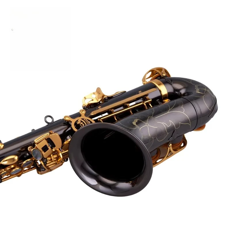 Eb Tone Alto Saxophone Double Color Black Nickel Finish Brass Body Gold Lacquer Keys Adjustable Modern Wind Instrument