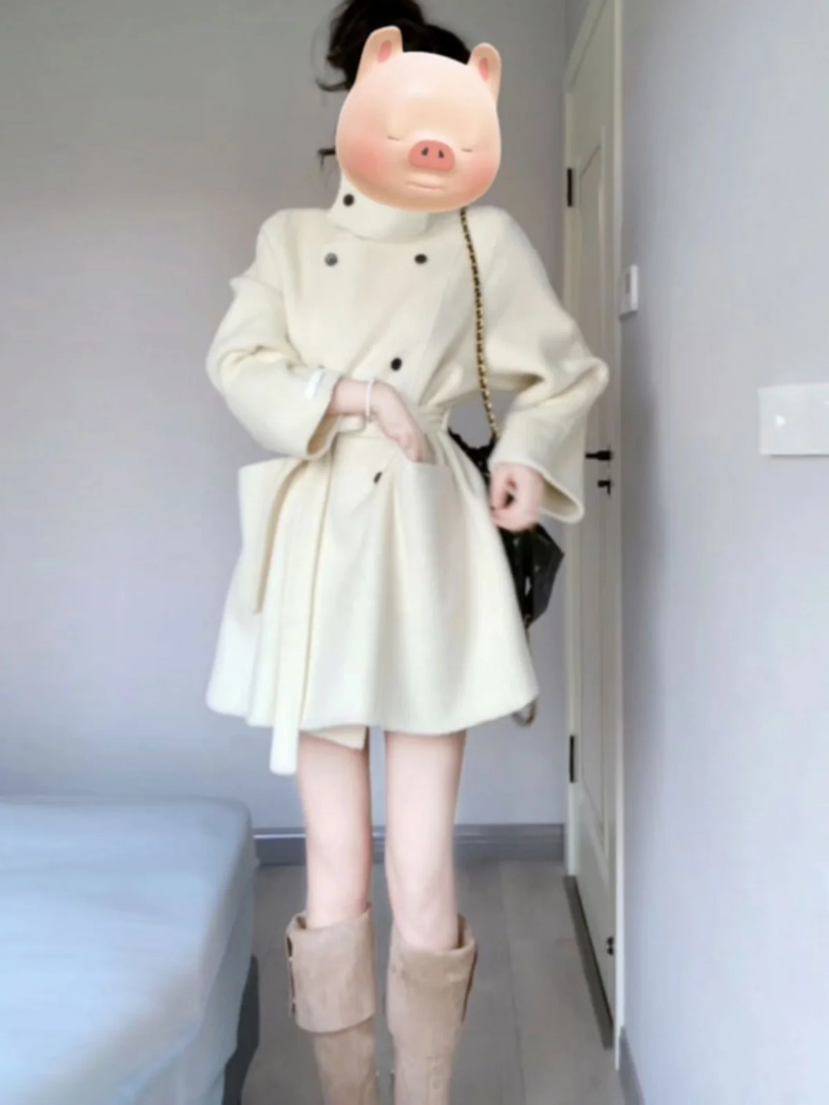 

Korean Style Woolen Coat Elegant Long Length Similar to Millionaire's Daughter Autumn New Arrival Women's Fashion Outerwear