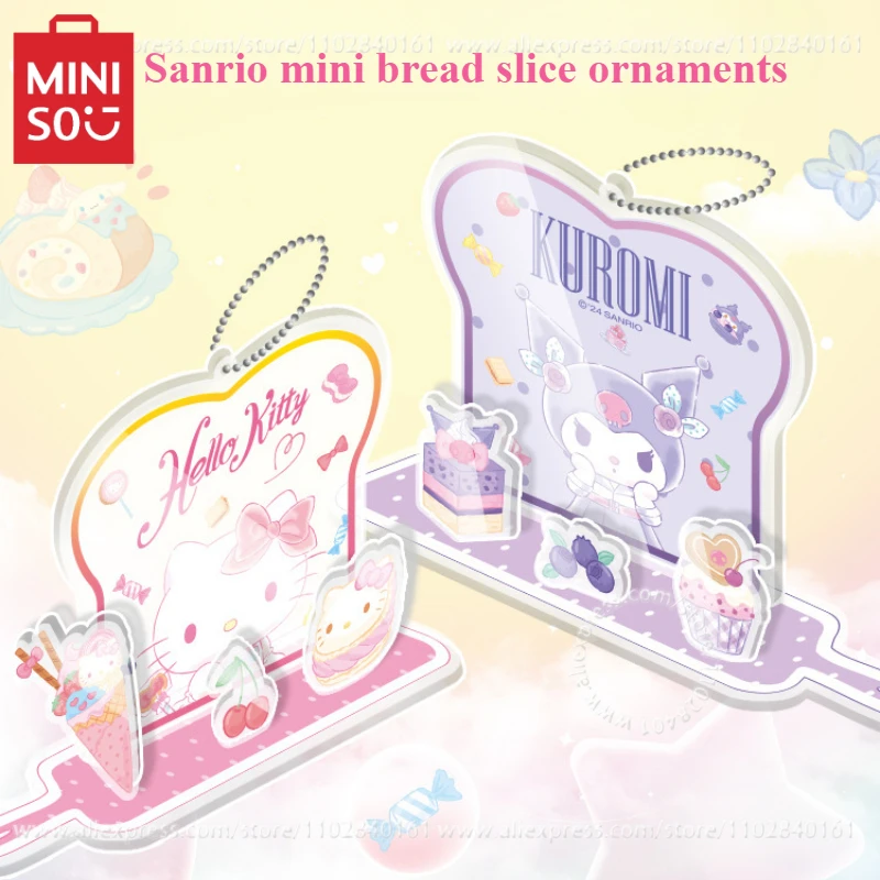 MINISO Sanrio Mini Bread Slice Ornaments Dessert Story Series Desktop  Decoration Children's Toys Cartoon Peripherals