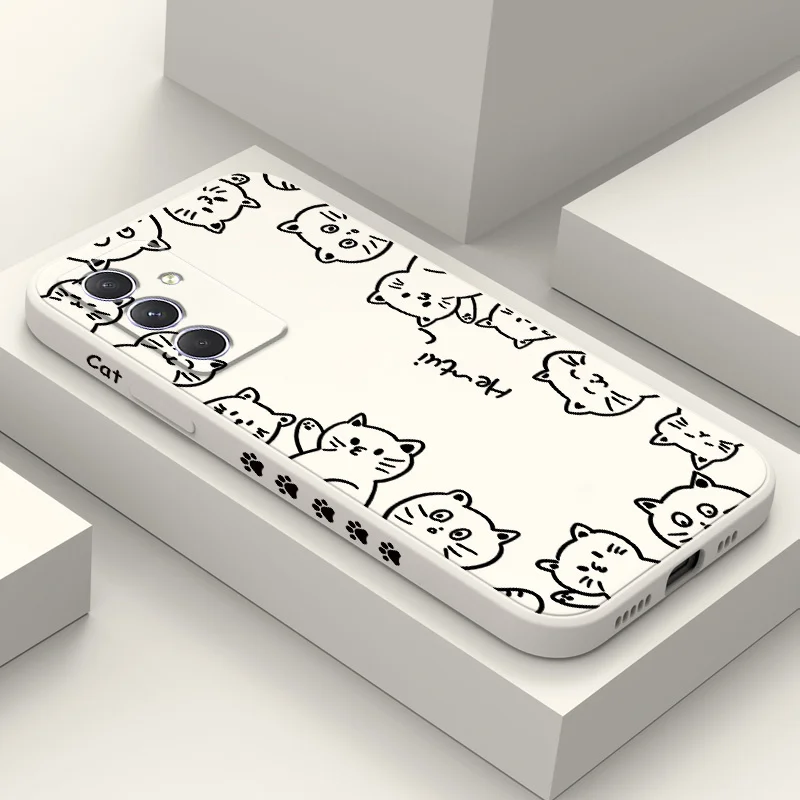 

Contour Cat Phone Case For Samsung Galaxy A54 A34 A24 A14 A55 A35 A25 A15 A05 A05S A04 A04S A04E 4G 5G Cover