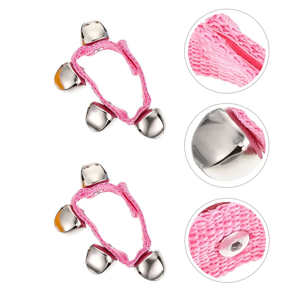 2 Pcs Children’s Toys Orff Rattle Percussion Instruments Bracelet Props Party Music Pink Musical Wrist Bells