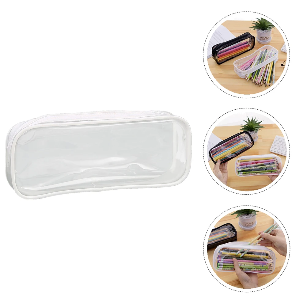 

2 Pcs Zipper Storage Bags Stationery Pen Pencil with Water Proof Travel Make up
