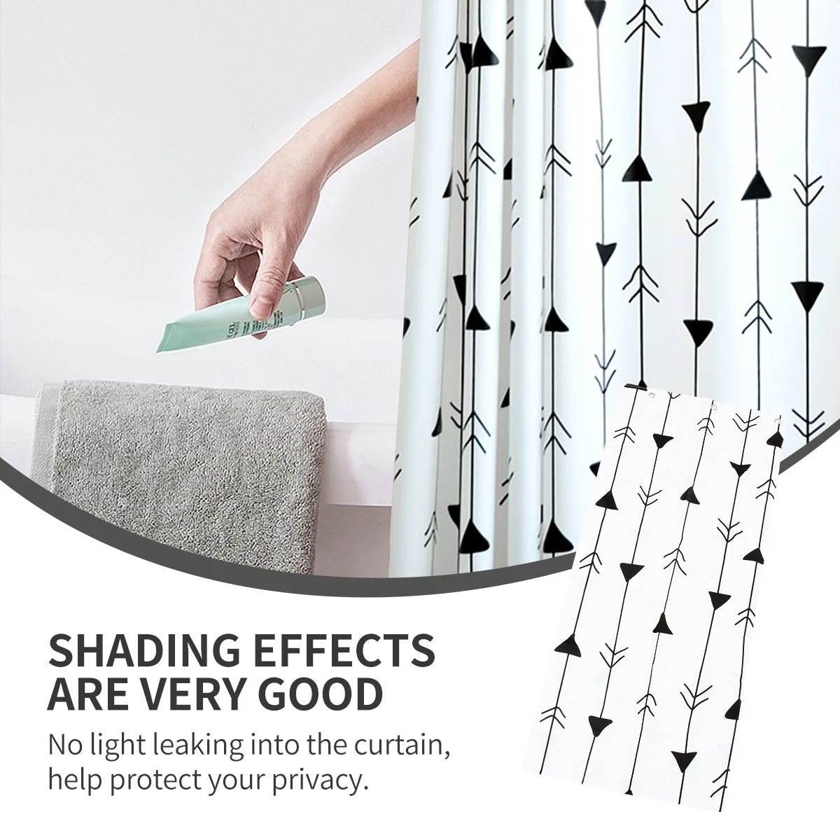 

1Set Waterproof Shower Curtain Modern Simple Design with Loop for Bathroom Decoration Household Use Shower Curtain