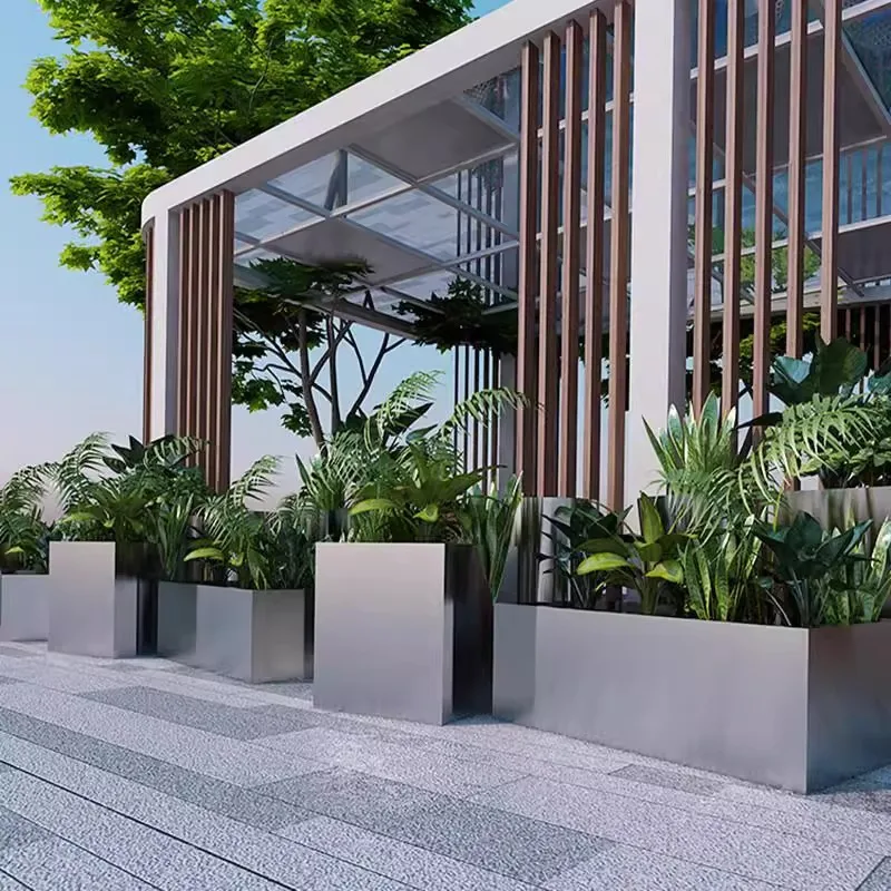 FRP flower box flower slot commercial beauty pot rectangular outdoor municipal street partition planting landscape