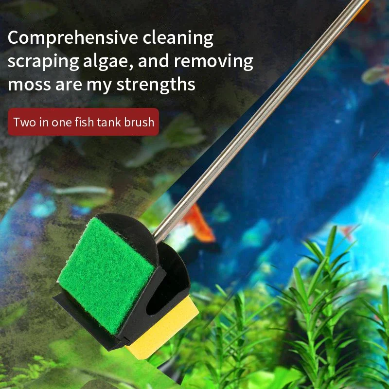 Fish Tank Brush Long Handle Brush Double-sided Cleaning Brush Aquarium Cleaning Tools