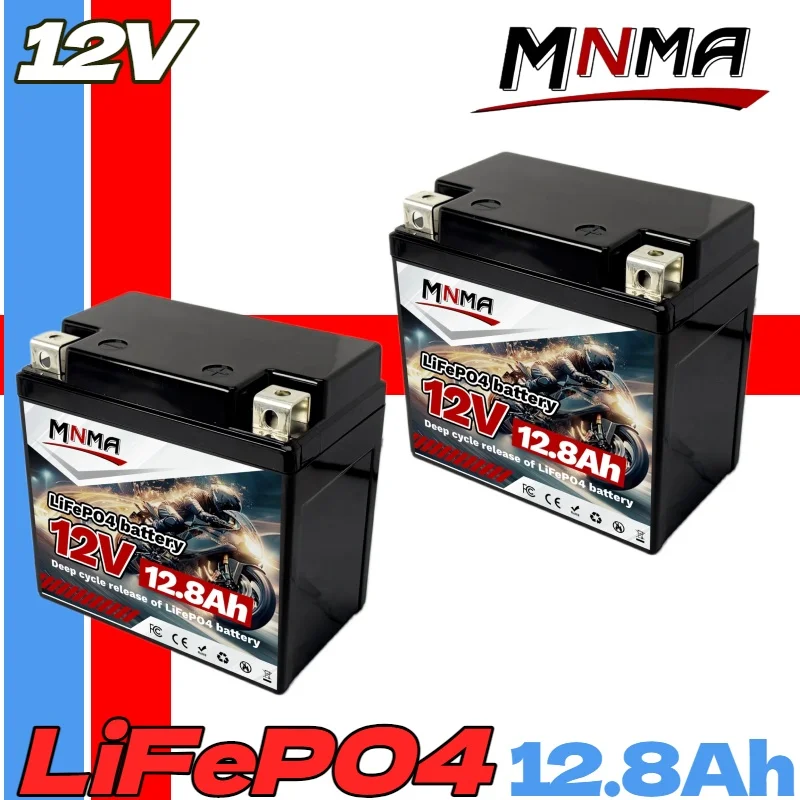 

12.8V 12.8Ah Motorcycle Battery LiFePO4 Scooter Starter CCA 200A-300A Built in BMS Lithium Battery Voltage Protection ATV