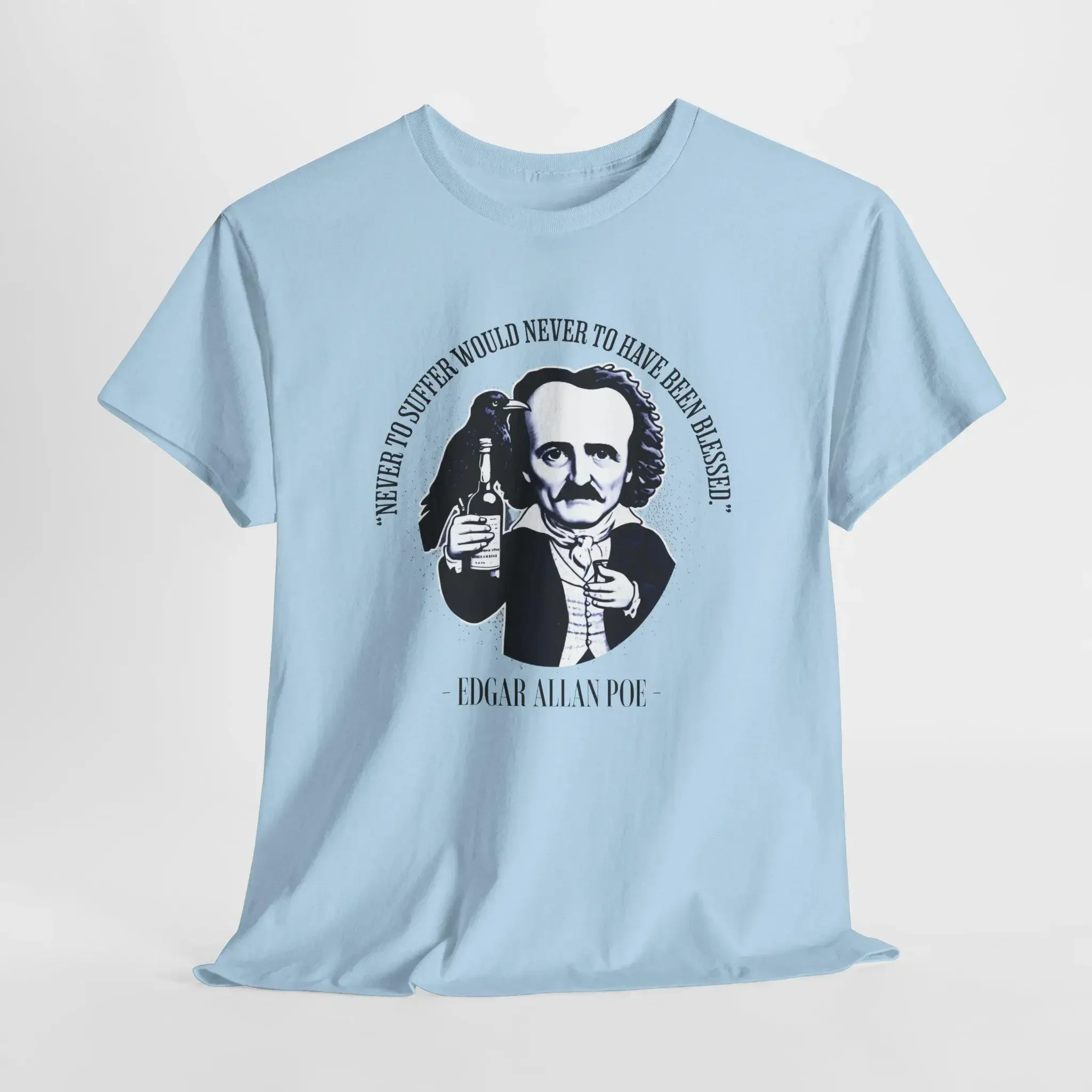Edgar Allan Poe Quote T Shirt Literary Never to Suffer Lover Gothic Dark Academia Clothing