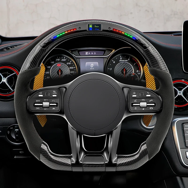 Steering Wheel with Gold Paddle LED Carbon for Mercedes-Benz A C E S G CLS W204 W205 W206 W212 W213 W217 W221 W222 W223 C63 E63