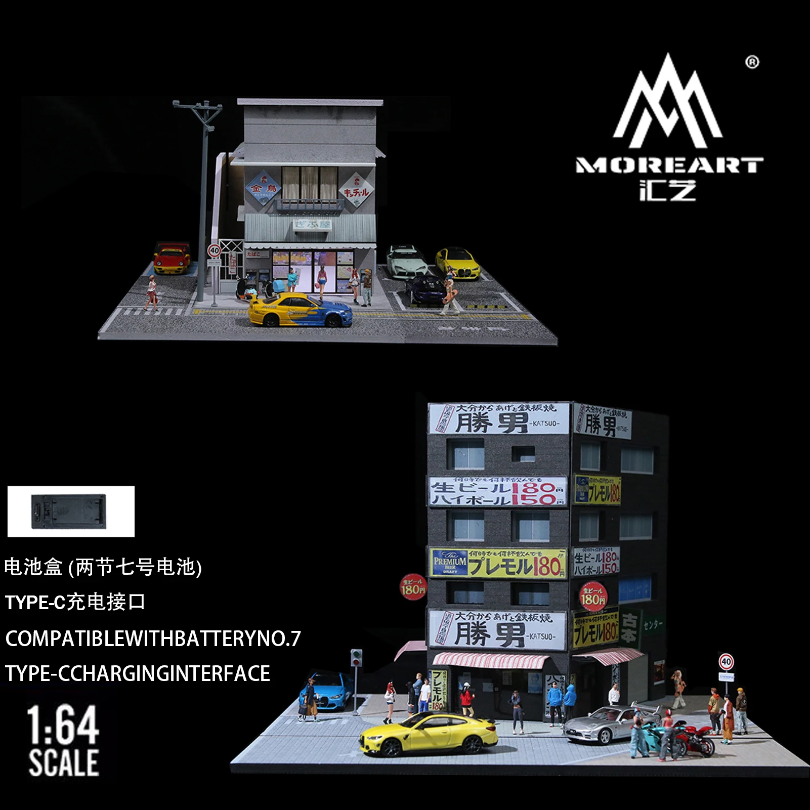 

Diorama 1/64 Diecast Car Garage Model LED Candy House Parking Model Scene Case