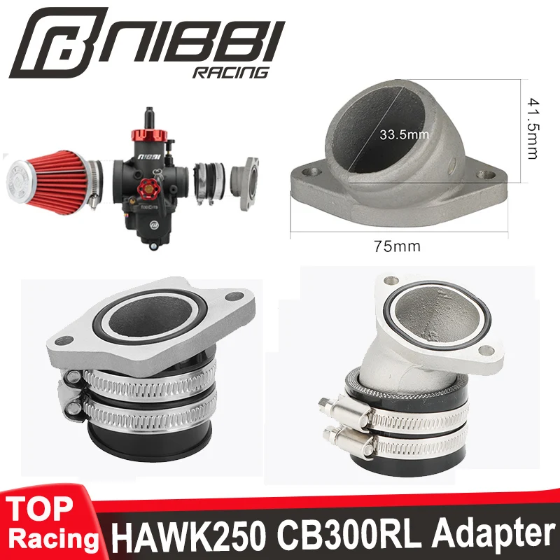 

NIBBI Motorcycle Zongshen CB300RL Engine CNC Intake Manifold Adapter PE Carburetor Connect Manifold for Hawk 250CC-300CC Pitbike