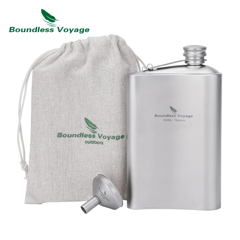 

Boundless Voyage Outdoor Titanium Hip Flask with Funnel Camping Picnic Pocket Whiskey Wine Mug Sake 200ml