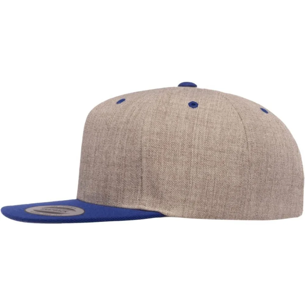 غطاء Snapback مسطح عالي الجودة مكون من 6 ألواح من مزيج الصوف الفاخر - عبوات كبيرة متوفرة على الطراز الكلاسيكي #3