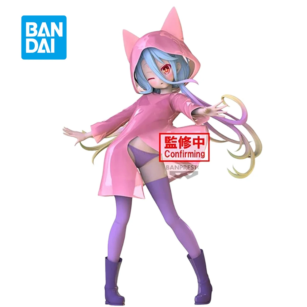 Original Banpresto NO GAME NO LIFE Shiro Cat Ear Sparkling Raincoat Ver Kawaii Doll Anime Model Toys Child Collection Gift 20Cm