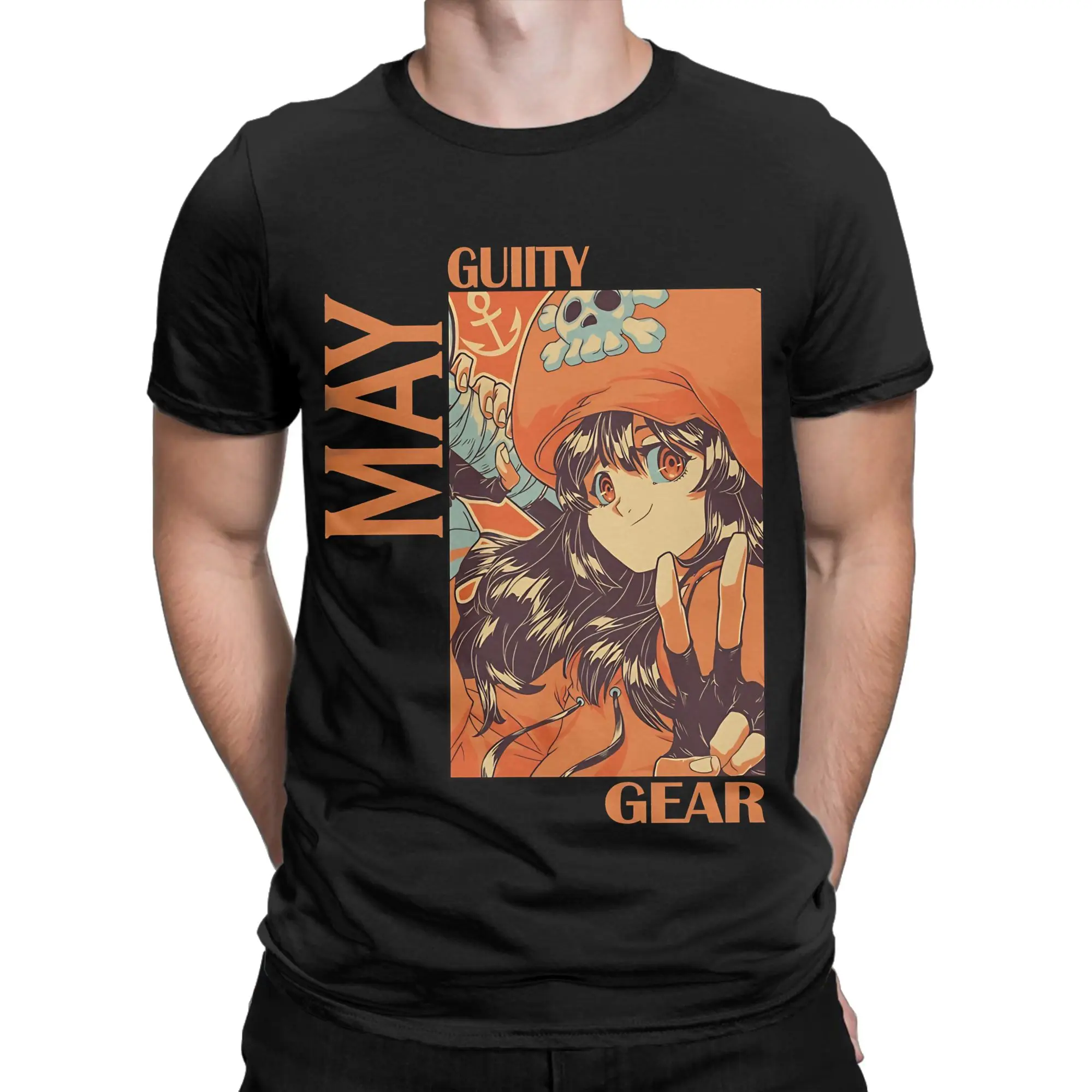 Guilty Gear May Classic orange Funny 100% Cotton T-Shirt guilty gear bridget Tops Tees For Men