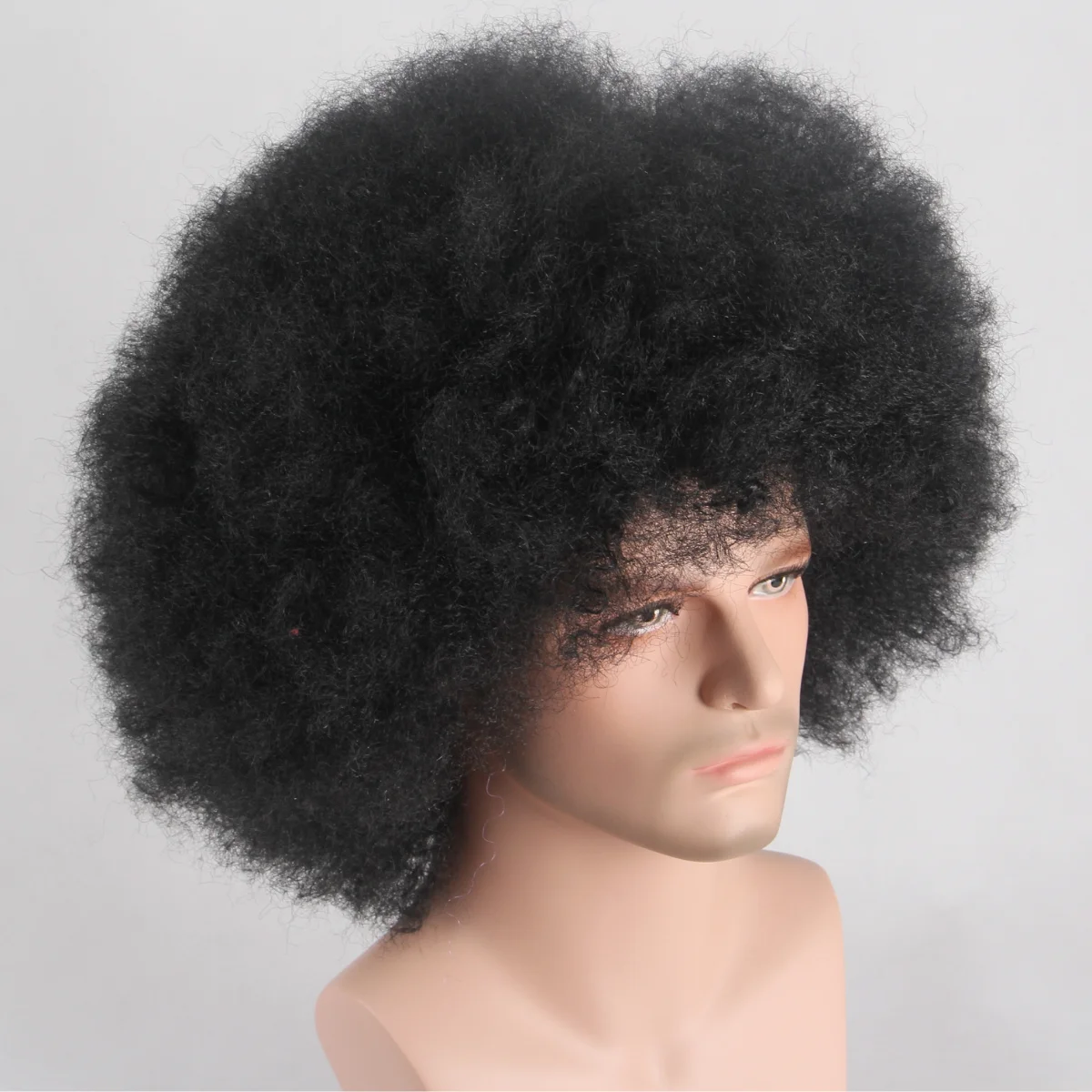 Anxin 70s Funny Clothes Fluffy Black Large Afro Kinky Curly Disco Hippie Wigs for Men Party Use With Gift