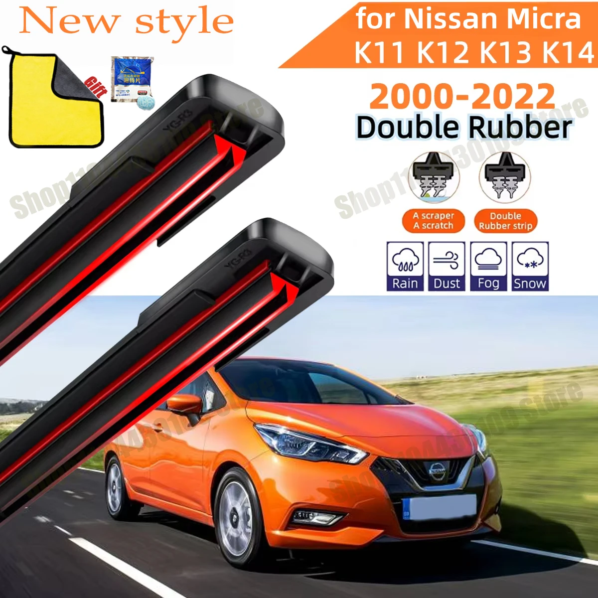 

Double Rubber Car Wipers for Nissan Micra K11 K12 K13 K14 Front Windscreen Wipers Double Rubber Car Wiper Blades Car Accessories