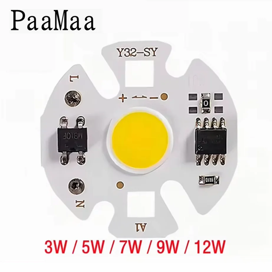 PaaMaa Y32 COB LED Chip Lamp Matrix AC 220V 3W 5W 7W 9W 12W per proiettore faretto non c\' è bisogno di Drive proiettore lampadina perline