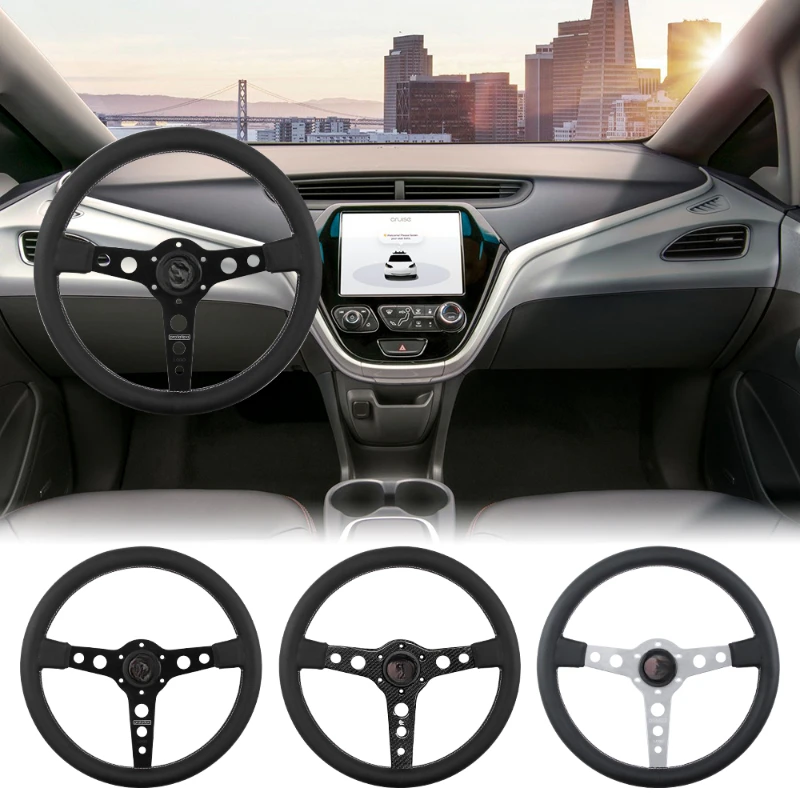 Classic Sport 350MM Leather Modified Steering Wheel Universal Car Tuning Accessory view 3