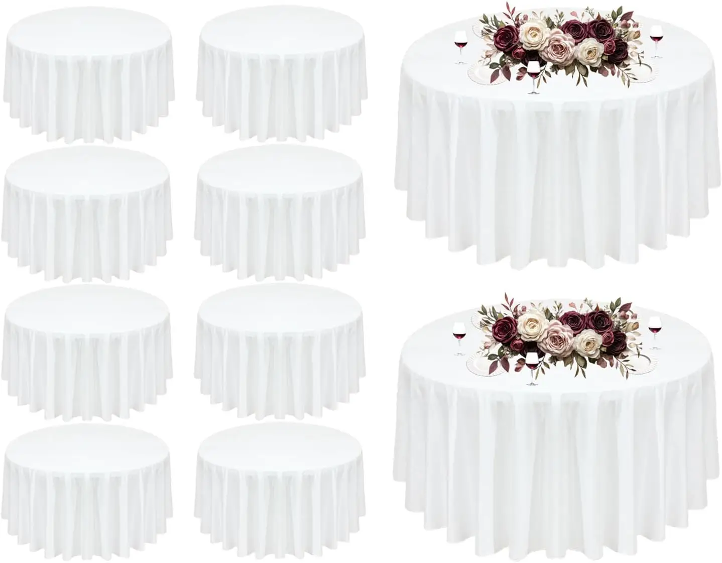 

Набор из 10 белых круглых скатертей, 90 дюймов, моющиеся, из полиэстера, для обеденного стола, свадьбы, вечеринки