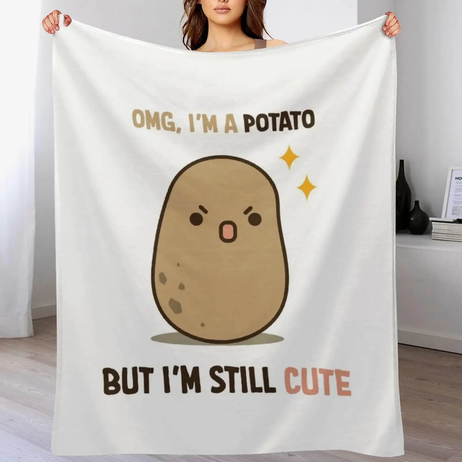 

Cute potato is cute Throw Blanket Soft Decorative Beds Designers Thermal Blankets